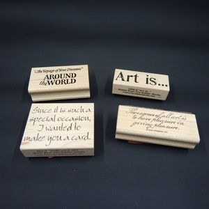 River City Rubber Works Stampin' Up! Wood Mounted Rubber Stamps Lot of 4 Phrases